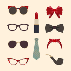 Woman accessories photo booth props vector