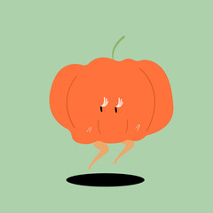 Sticker - Organic pumpkin cartoon character vector