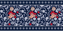 Seamless Blue White Border With Chinese Motifs.
