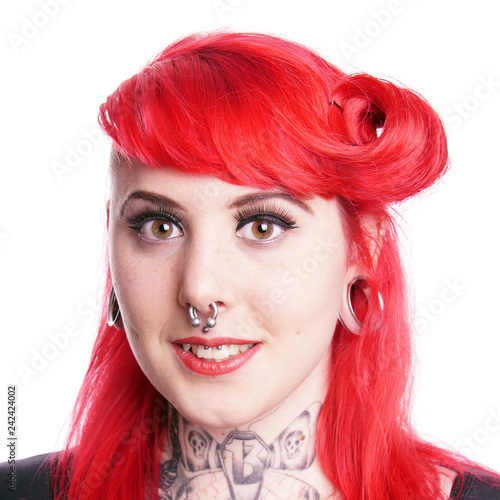Young Woman With Facial Piercings And Tattoos Buy This