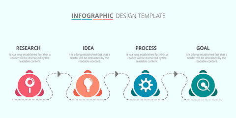 Wall Mural - Process infographic template design with 4 steps - Vector Illustration 