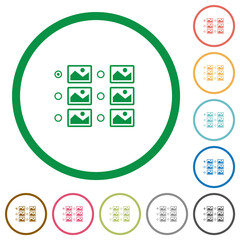 Sticker - Single image selection with radio buttons flat icons with outlines