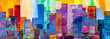 canvas print picture - Abstract painting of urban skyscrapers.