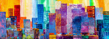 Abstract Painting Of Urban Skyscrapers.