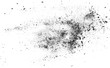 Black charcoal dust, gunpowder explosion texture isolated on white background, top view