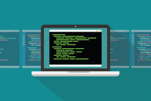 Command Line Interface Cli Programming Language Concept With Laptop And Code Programming - Vector Illustration