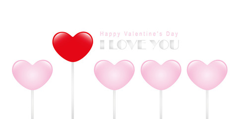 Wall Mural - valentines day greeting card with heart shaped lollipops vector illustration EPS10 