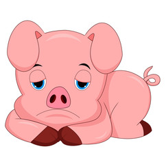 Canvas Print - Sad pig cartoon