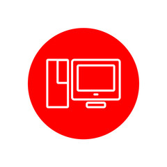 Fototapete - Desktop PC Computer Set Office Outline Red Icon Illustration Design