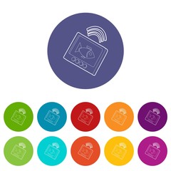 Sticker - Echo sounder icons color set vector for any web design on white background