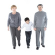 © yurolaitsalbert - grandma and grandpa go with her grandson.isolated on white background