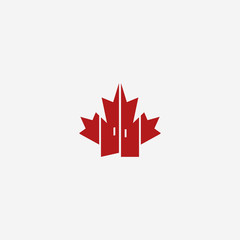canadian red maple leaf isolated on light background. vector maple leaf logo design template with op