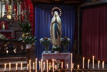 Catholic Church, Interior, Statue Of The Virgin Mary, Cannobio, Lago Maggiore, Verbano-Cusio-Ossola Province, Piedmont Region, Italy, Europe