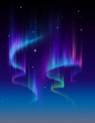 Wall Mural - Aurora Borealis abstract background, northern lights in polar night sky illustration, natural phenomenon, space miracle, wonder, neon glowing lines, ultraviolet spectrum