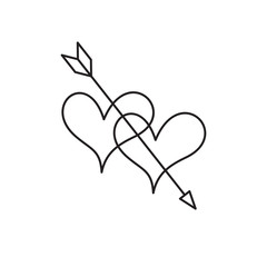 Linear illustration of an icon of two hearts