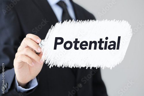 Fotografie, Obraz Businessman Writing Potential Concept Text