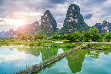 Wall Mural - The Beautiful Landscape of Guilin, Guangxi..