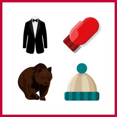 4 soft icon. Vector illustration soft set. bear and mitten icons for soft works