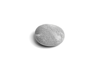 Wall Mural - Pebble, smooth gray sea stone isolated on white background