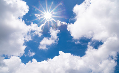 Wall Mural - cloud scape and sunshine with blue sky background
