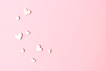 Valentine's day background in minimalism style. Hearts, background, place to insert text.