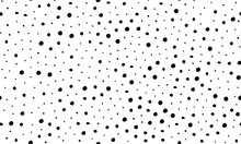 Seamless Pattern Hand Drown Spots, Small Polka Dots. Random Dots, Snowflakes, Circles. Background With Black Grain, Dirt, Dust On White. Grunge Elements. Irregular Chaotic Abstract Vector Illustration
