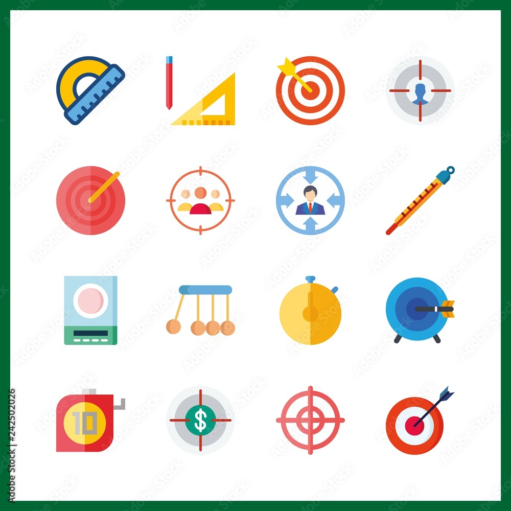 16 accuracy icon. Vector illustration accuracy set. newtons cradle and ...