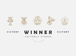 Vector icon and logo winner and champion. Editable outline stroke size. Line flat contour, thin and linear design. Simple icons. Concept illustration. Sign, symbol, element.