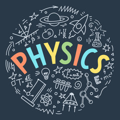 Wall Mural - Physics doodles with lettering. 
