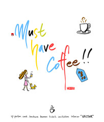  카페 포스터 / 손으로 그린 커피 그림