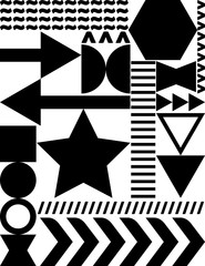 Poster - Black geometric shapes and lines on white background
