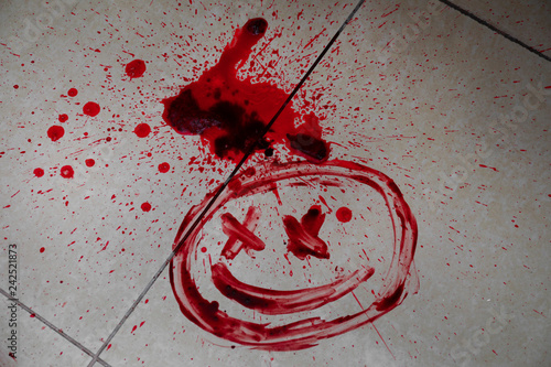 emoticon drawn with blood on floor buy this stock photo and explore similar images at adobe stock adobe stock adobe stock