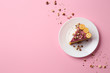 © Pixel-Shot - Piece of tasty cake on color background