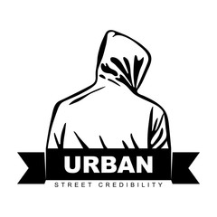 Man in hoodie. Logo design. Urban design. 