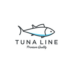 Poster - fish logo seafood badge design. tuna fish logo emblem label seafood vector icon. Creative symbol of fishing club or online shop.