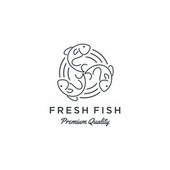Poster - fish logo seafood badge design. tuna fish logo emblem label seafood vector icon. Creative symbol of fishing club or online shop.