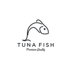 Poster - fish logo seafood badge design. tuna fish logo emblem label seafood vector icon. Creative symbol of fishing club or online shop.