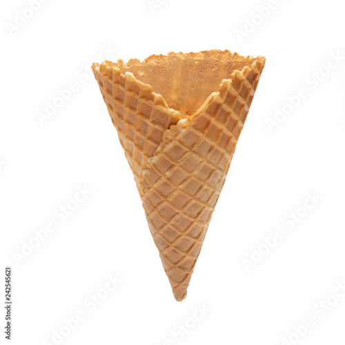 Fotografía Big Empty or blank ice cream crispy wafer cone isolated on white background