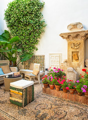 Wall Mural - Nice patio in the old town of Cordoba with flowers