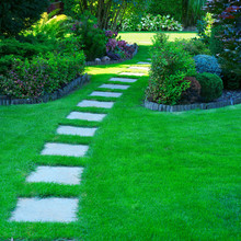 Beautiful Lawn And Path In A Garden