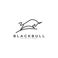 Aufkleber - charging bull line toro art outline monoline linear logo vector icon template illustration