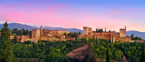 Canvas Print - Alhambra sunset in Granada of Spain