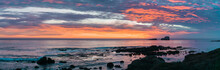Dramatic Sunset On The Pacific Ocean Coastline Near San Simeon, California