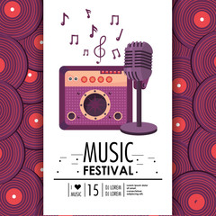 Canvas Print - radio and microphone equipment to music festival