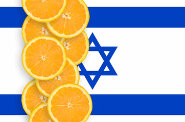 Israel flag and citrus fruit slices vertical row