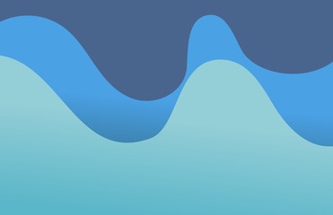 Wall Mural - blue paper cut wave layered shapes background