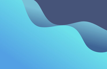 Wall Mural - blue paper cut wave layered shapes background