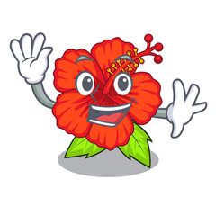 Sticker - Waving flower hambiscus in a cartoon pot