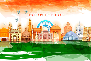 Wall Mural - Happy Republic Day of India tricolor background for 26 January