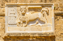 Coat Of Arms With A Flying Lion At Othello Castle At Famagusta, Cyprus